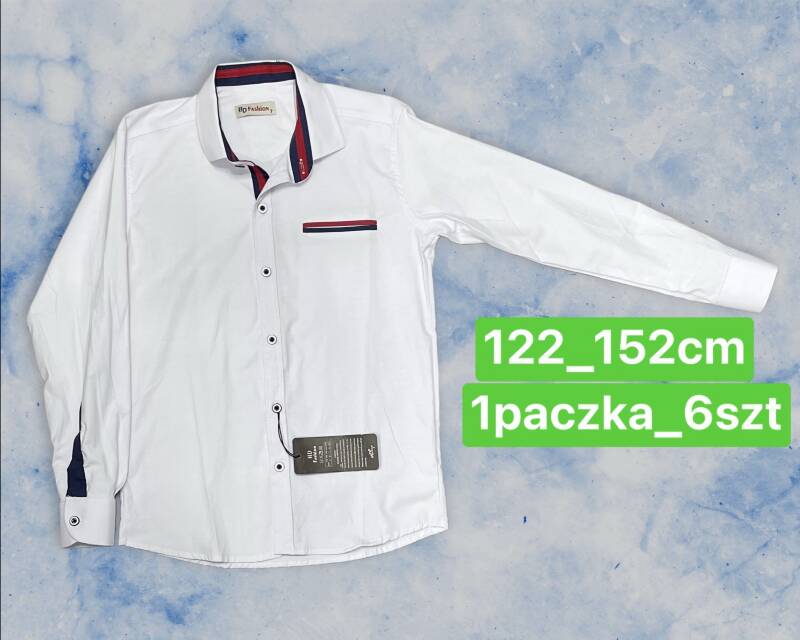 Koszule Chłopięca Roz 122-152, 1 kolor Paczka 6 szt